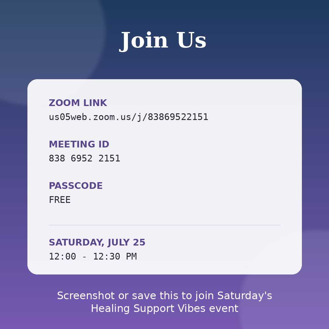Healing Support Vibes – Free HSV Event